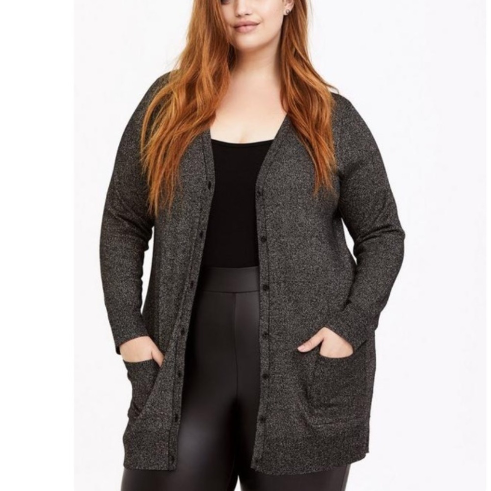 TORRID Cardigan Lurex Boyfriend  Black & Gold Size XXL